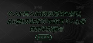 个人IP真人出镜短视频实操课,从0到1系统性学习做有个人ip属性的带货账号-风淘社