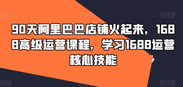 90天阿里巴巴店铺火起来,1688高级运营课程,学习1688运营核心技能-风淘社
