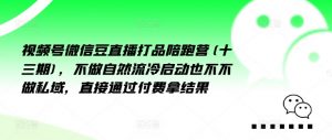 视频号微信豆直播打品陪跑营(十三期),做不自流然冷动启也不不做私域,接直通付过费拿结果-风淘社