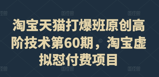 淘宝天猫打爆班原创高阶技术第60期,淘宝虚拟怼付费项目-风淘社