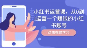 小红书运营课,从0到1运营一个赚钱的小红书账号-风淘社