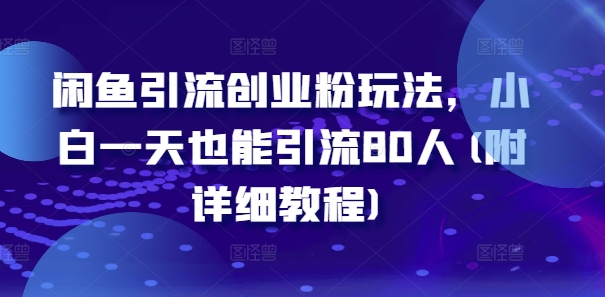闲鱼引流创业粉玩法,小白一天也能引流80人(附详细教程)-风淘社