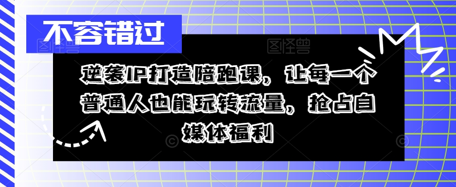 逆袭IP打造陪跑课,让每一个普通人也能玩转流量,抢占自媒体福利-风淘社