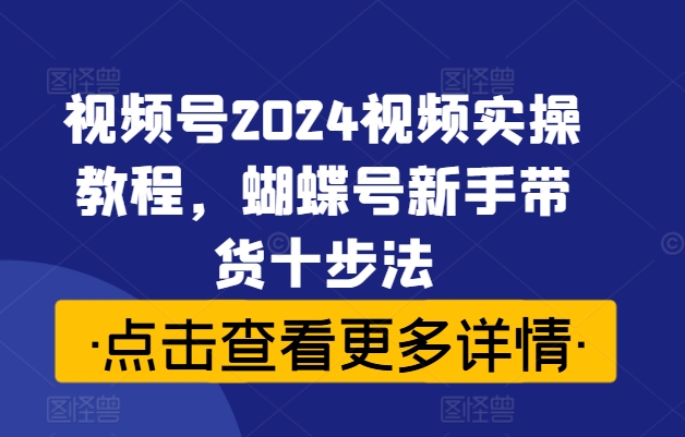 视频号2024视频实操教程,蝴蝶号新手带货十步法-风淘社