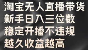 淘宝无人直播带货,新手日入三位数,稳定开播不违规,越久收益越高【揭秘】-风淘社