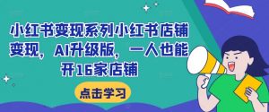 小红书变现系列小红书店铺变现,AI升级版,一人也能开16家店铺-风淘社