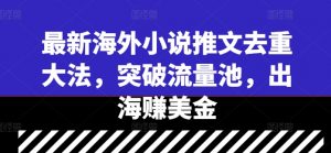 最新海外小说推文去重大法,突破流量池,出海赚美金-风淘社