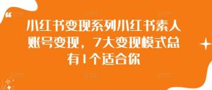 小红书变现系列小红书素人账号变现,7大变现模式总有1个适合你-风淘社