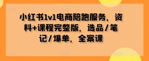 小红书1v1电商陪跑服务,资料+课程完整版,选品/笔记/爆单,全案课-风淘社