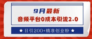9月最新:音频平台0成本引流,日引200+精准创业粉【揭秘】-风淘社