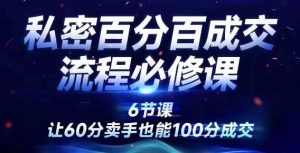 私密百分百成交流程线上训练营，绝对成交，让60分卖手也能100分成交-风淘社