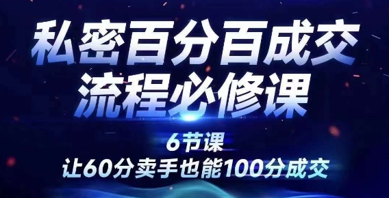 私密百分百成交流程线上训练营，绝对成交，让60分卖手也能100分成交-风淘社