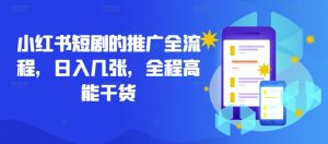 小红书短剧的推广全流程,日入几张,全程高能干货-风淘社
