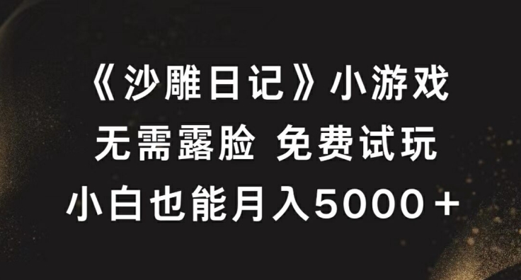 《沙雕日记》小游戏,无需露脸免费试玩,小白也能月入5000+【揭秘】-风淘社