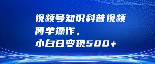 视频号知识科普视频,简单操作,小白日变现500+【揭秘】-风淘社