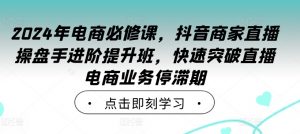 2024年电商必修课,抖音商家直播操盘手进阶提升班,快速突破直播电商业务停滞期-风淘社