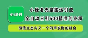 小绿书无脑搬运引流,全自动日引500精准创业粉,微信生态内又一个闷声发财的机会【揭秘】-风淘社