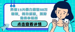 抖音15天暴力涨粉30万教程，纯自然流，坚持做必拿结果-风淘社