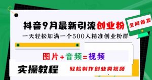 抖音9月最新引流创业粉，轻松制作创业类视频，一天轻松加满一个500人精准创业粉群【揭秘】-风淘社
