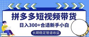 拼多多短视频带货日入300+有长期稳定被动收益，合适新手小白【揭秘】-风淘社