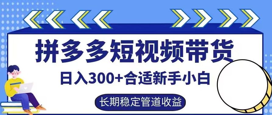 拼多多短视频带货日入300+有长期稳定被动收益,合适新手小白【揭秘】-风淘社