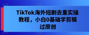 TikTok海外短剧去重实操教程，小白0基础学剪辑过原创-风淘社