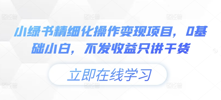 小绿书精细化操作变现项目，0基础小白，不发收益只讲干货-风淘社