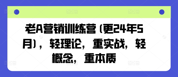 老A营销训练营(更24年9月),轻理论,重实战,轻概念,重本质-风淘社