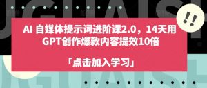 AI自媒体提示词进阶课2.0,14天用 GPT创作爆款内容提效10倍-风淘社