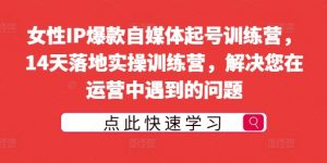 女性IP爆款自媒体起号训练营,14天落地实操训练营,解决您在运营中遇到的问题-风淘社