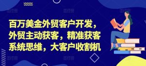 百万美金外贸客户开发,外贸主动获客,精准获客系统思维,大客户收割机-风淘社