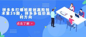 拼多多打爆班原创高阶技术第39期,拼多多低价高利方向-风淘社