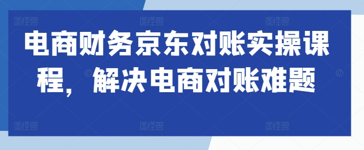 电商财务京东对账实操课程,解决电商对账难题-风淘社