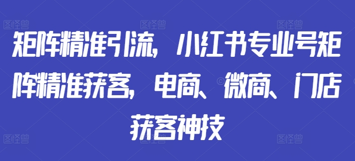 矩阵精准引流，小红书专业号矩阵精准获客，电商、微商、门店获客神技-风淘社