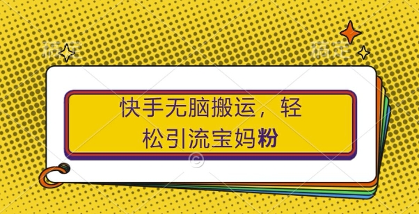 快手无脑搬运,轻松引流宝妈粉,纯小白轻松上手【揭秘】-风淘社