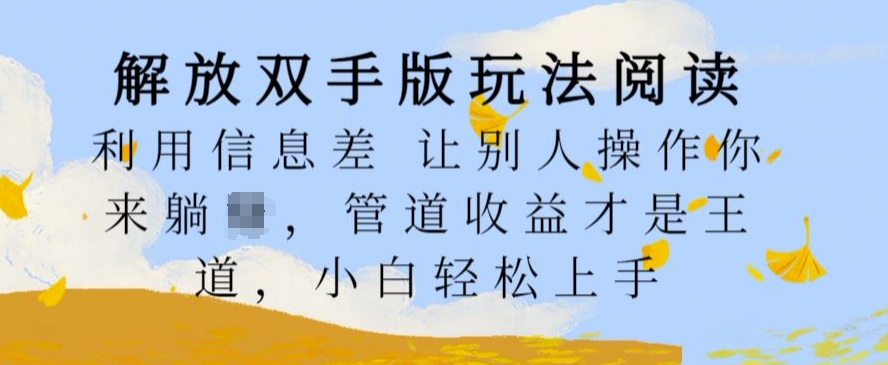 解放双手版玩法阅读，利用信息差让别人操作你来躺Z，管道收益才是王道，小白轻松上手【揭秘】-风淘社