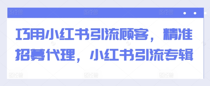 巧用小红书引流顾客,精准招募代理,小红书引流专辑-风淘社