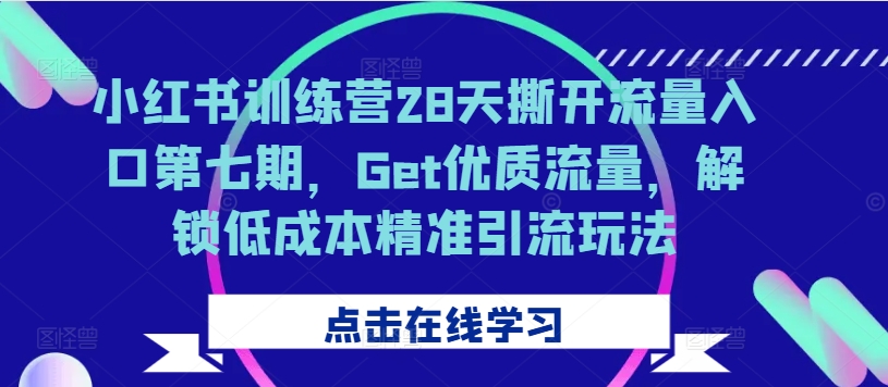小红书训练营28天撕开流量入口第七期,Get优质流量,解锁低成本精准引流玩法-风淘社