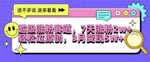 超级涨粉赛道,每天半小时,7天涨粉2W+,轻松过原创,三月变现5W+【揭秘】-风淘社
