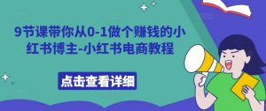 9节课带你从0-1做个赚钱的小红书博主-小红书电商教程-风淘社