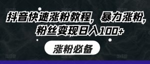 抖音快速涨粉教程，暴力涨粉，粉丝变现日入100+-风淘社
