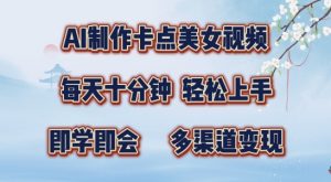 AI制作卡点美女视频，每天十分钟，多渠道变现【揭秘】-风淘社