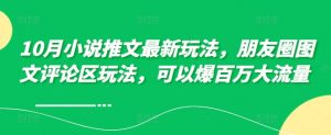 10月小说推文最新玩法,朋友圈图文评论区玩法,可以爆百万大流量 -风淘社
