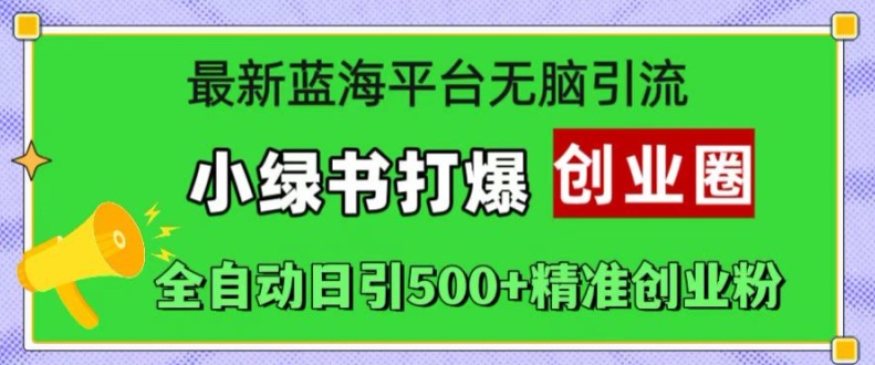 最新蓝海平台无脑引流,小绿书打爆创业圈,全自动日引500+精准创业粉-风淘社