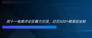 双十一电商评论区暴力引流，日引500+精准创业粉【揭秘】-风淘社