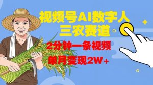 视频号AI数字人玩转三农赛道,2分钟一条视频,单月变现2W+-风淘社