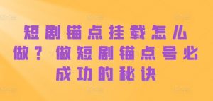 短剧锚点挂载怎么做?做短剧锚点号必成功的秘诀-风淘社