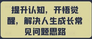 提升认知,开悟觉醒,解决人生成长常见问题思路-风淘社
