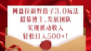 网盘拉新野路子3.0玩法,招募博主,发展团队,实现被动收入,轻松日入500+【揭秘】-风淘社