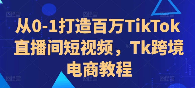 从0-1打造百万TikTok直播间短视频,Tk跨境电商教程-风淘社